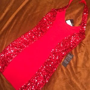 Red sequin dress